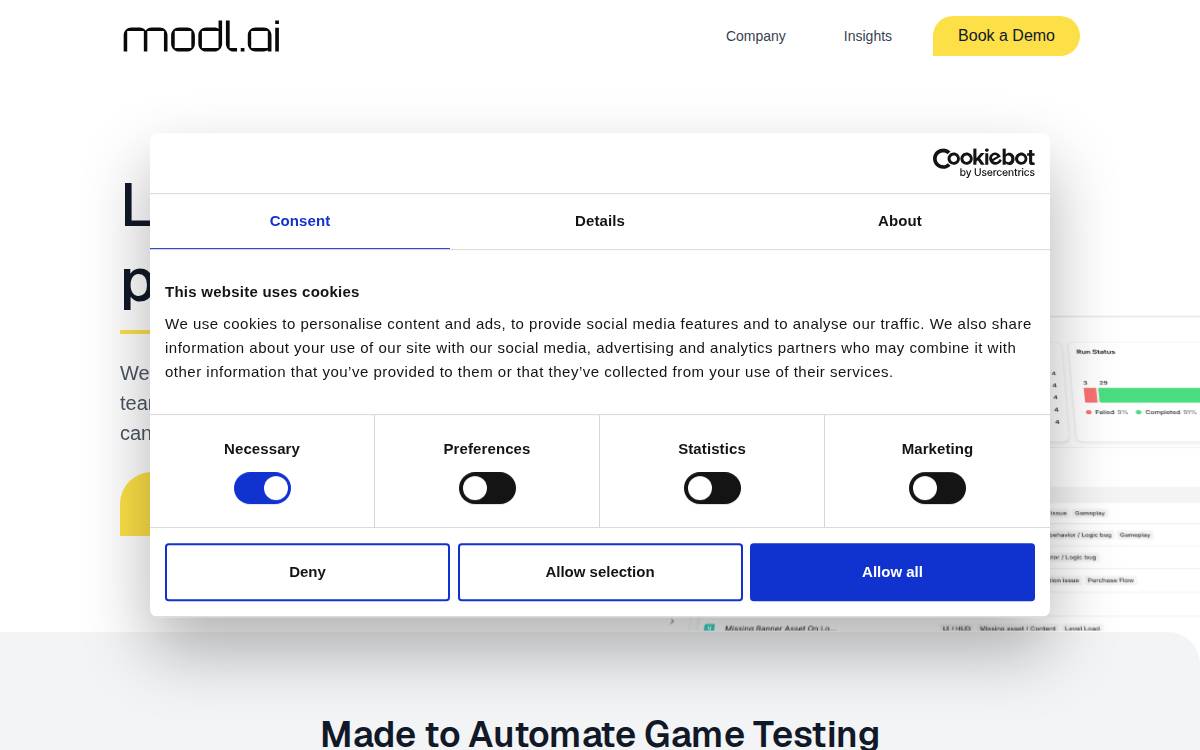 Modl website preview