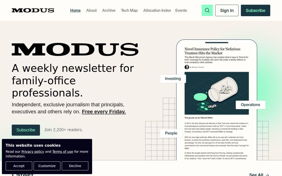 Modus website preview