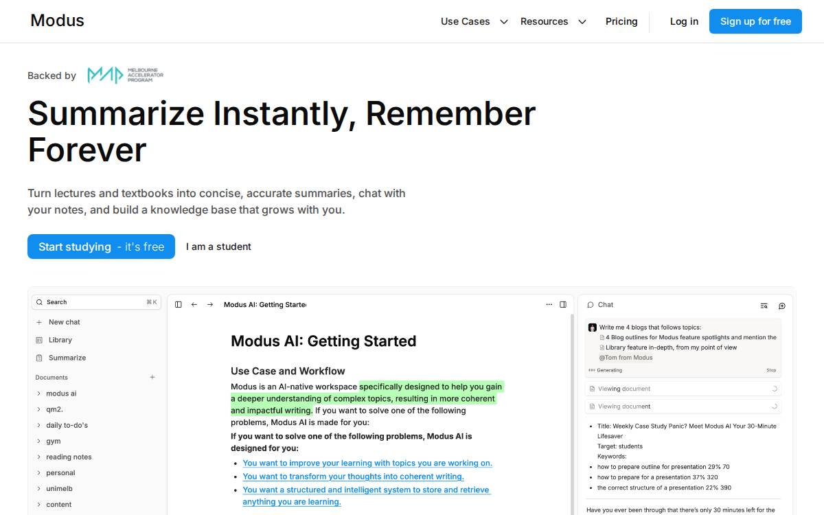 Modusai website preview