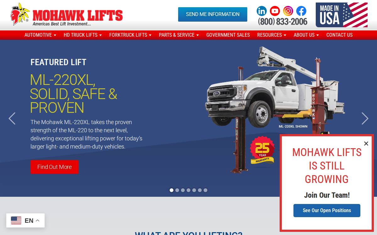Mohawklifts website preview