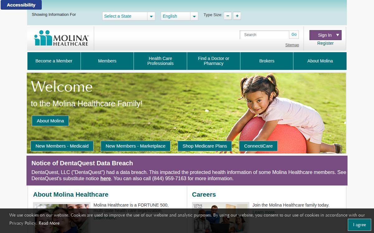 Molina Healthcare website preview