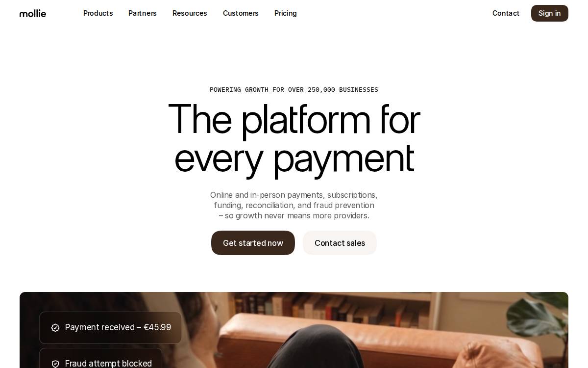 Mollie website preview