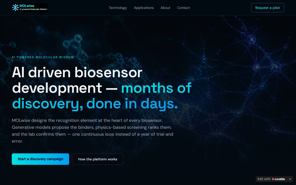 MOLwise Biosciences Inc. website preview