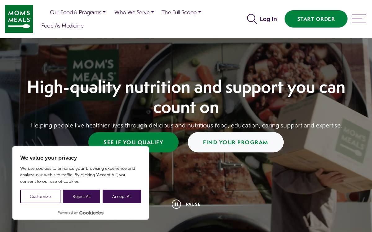 Mom's Meals website preview