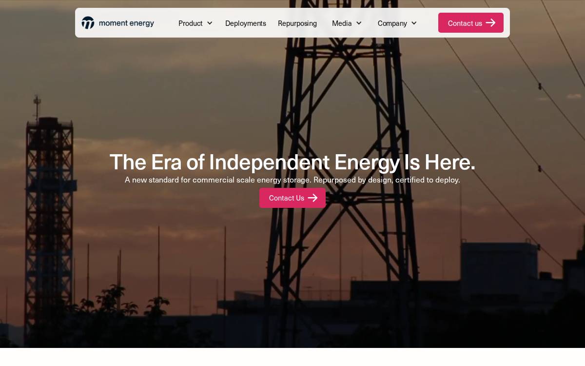 Moment Energy website preview