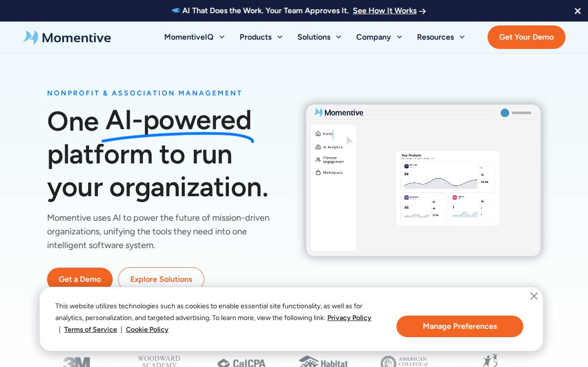 Momentive Software website preview