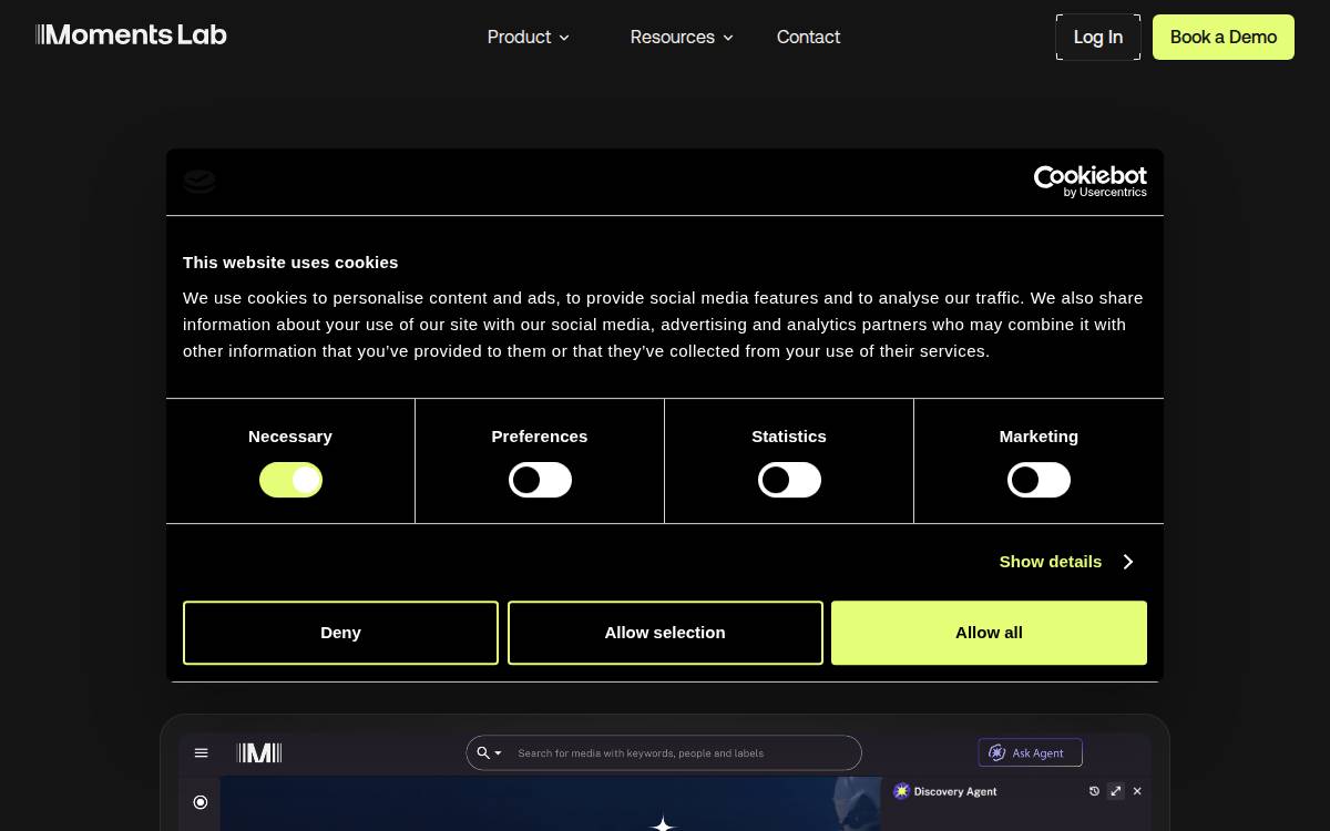 Moments Lab website preview