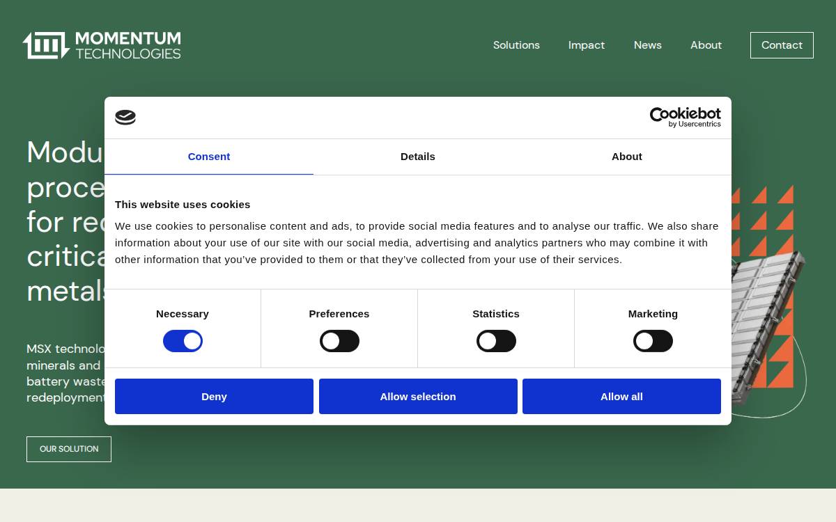 Momentum Technologies website preview