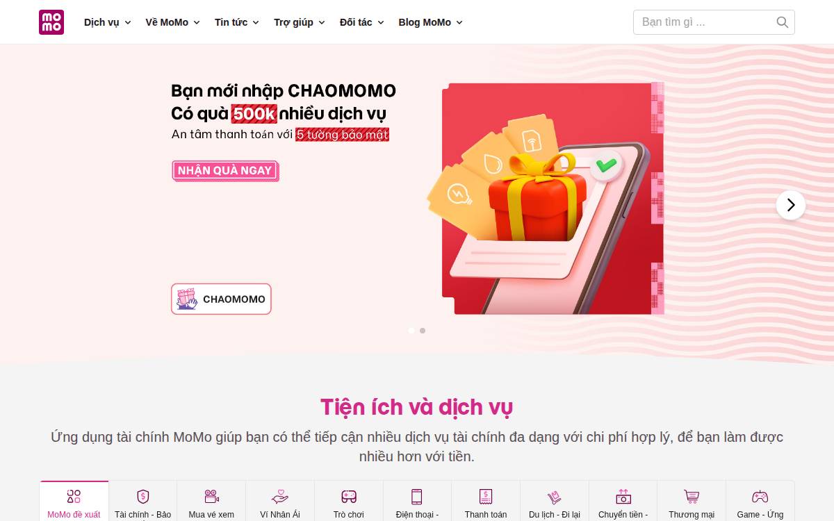 Momo website preview