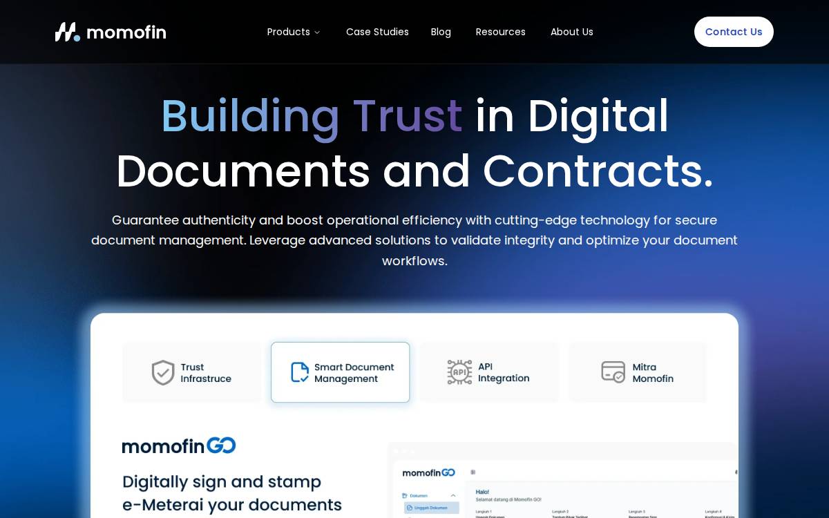 Momofin website preview