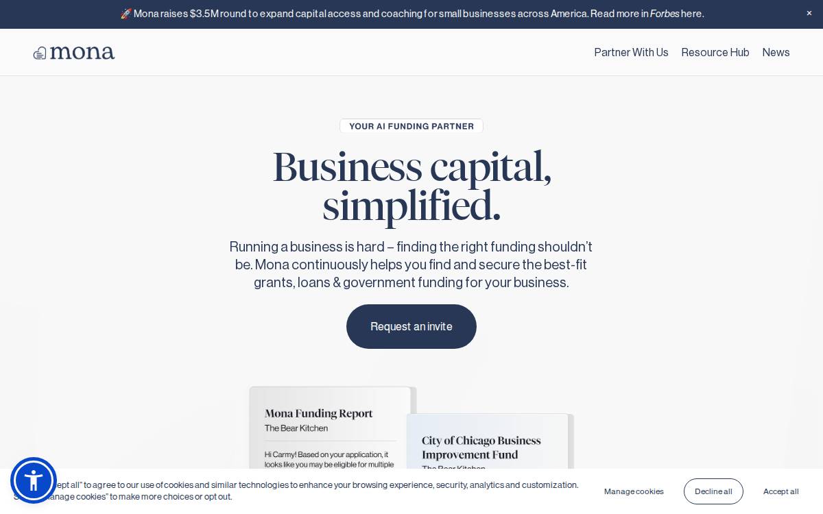 Mona website preview
