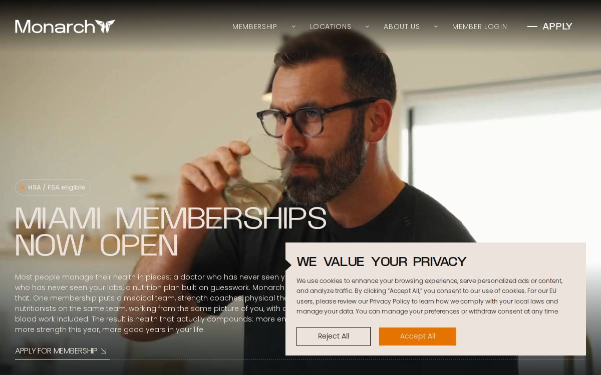 Monarch Clubs website preview