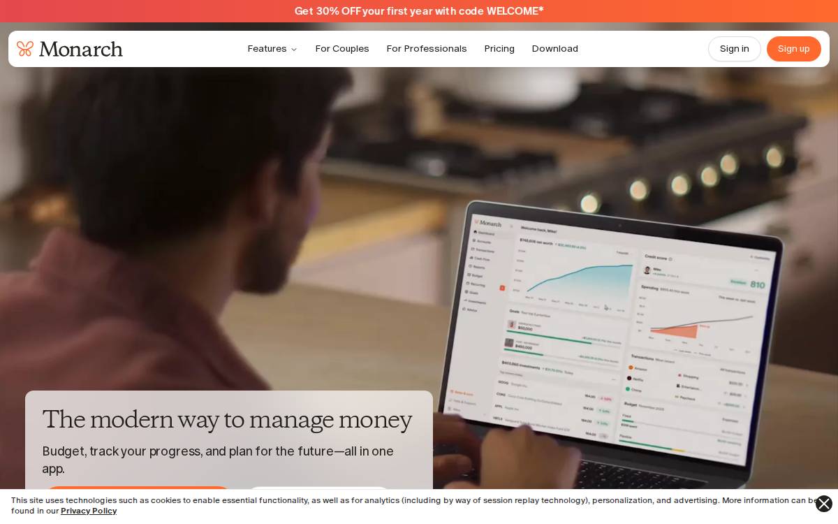 Monarch Money website preview