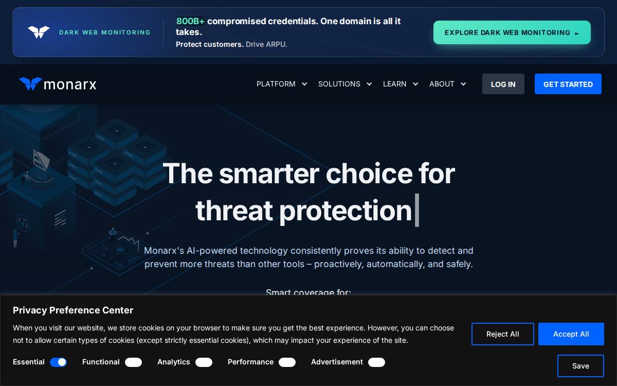 Monarx website preview