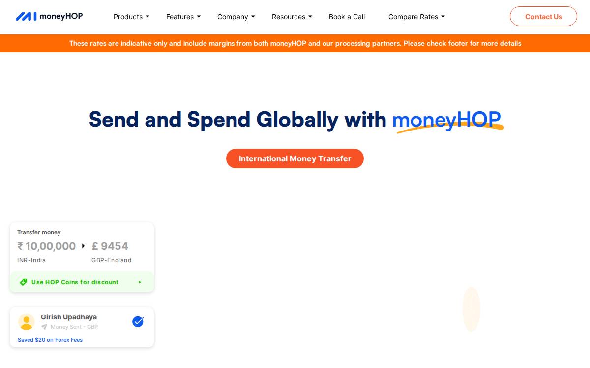 MoneyHop website preview