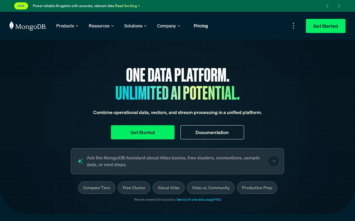 MongoDB website preview