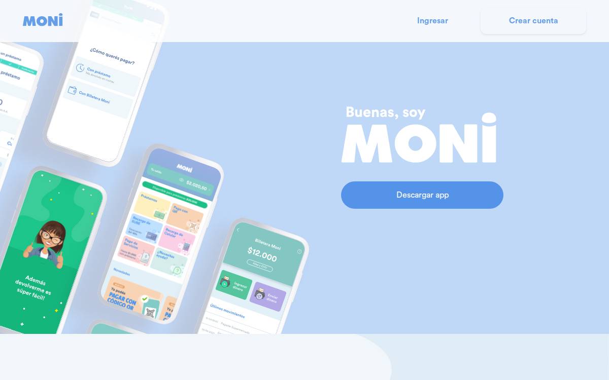 Moni website preview