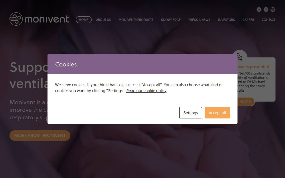 Monivent website preview