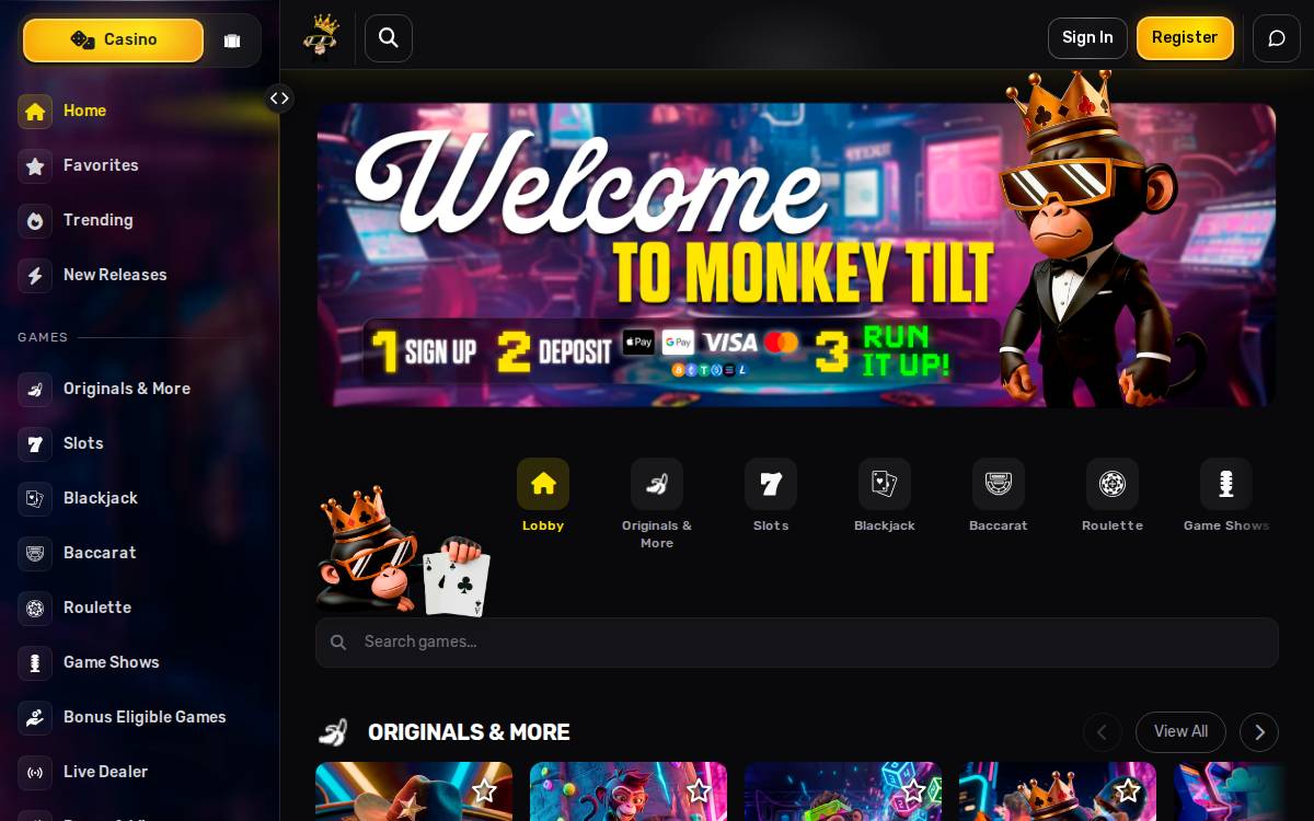 Monkey Tilt website preview