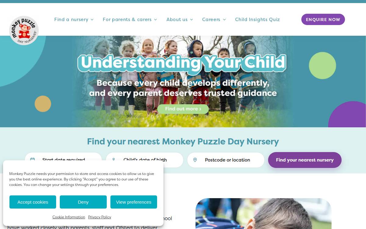Monkey Puzzle Day Nurseries website preview