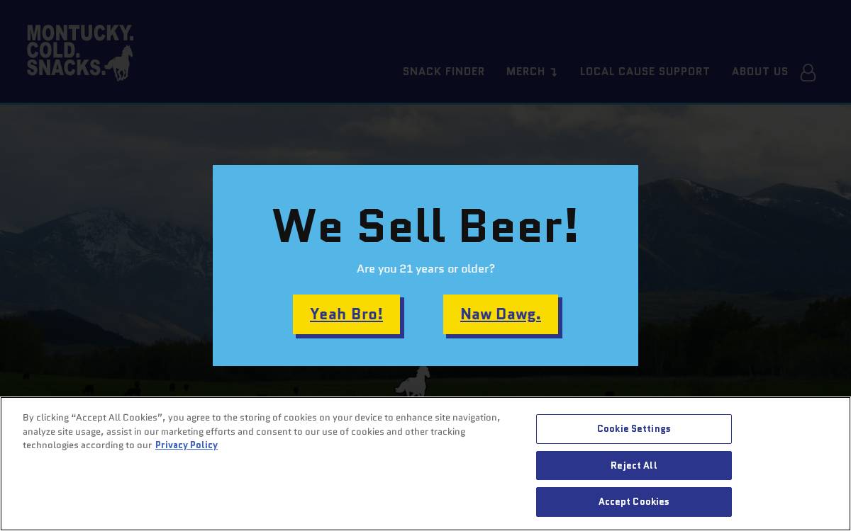 Montucky Cold Snacks website preview