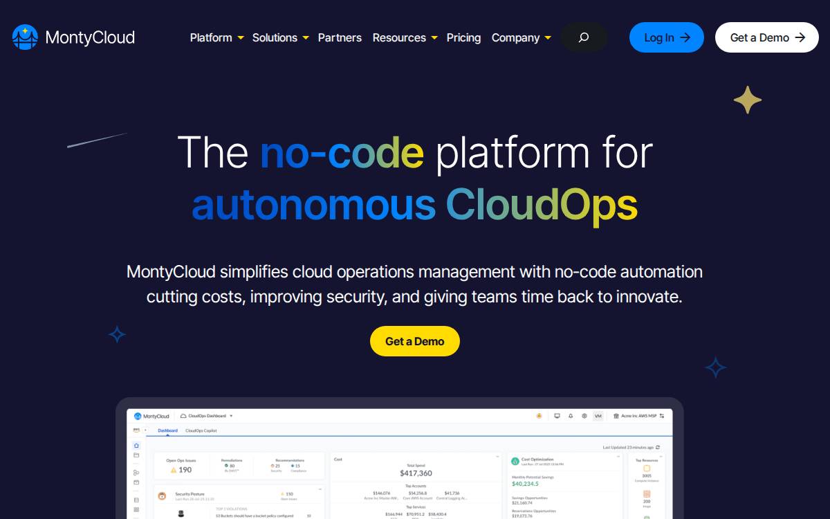 MontyCloud website preview