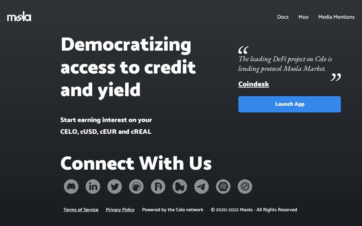 Moola website preview