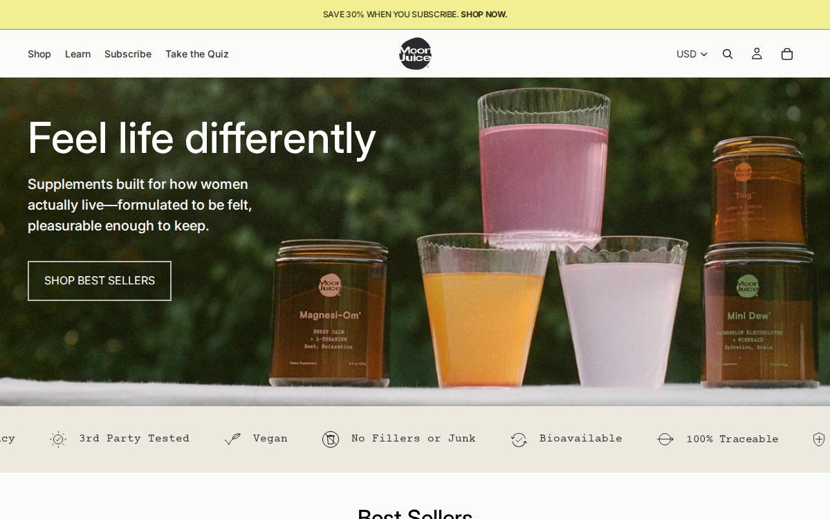 Moon Juice Website website preview
