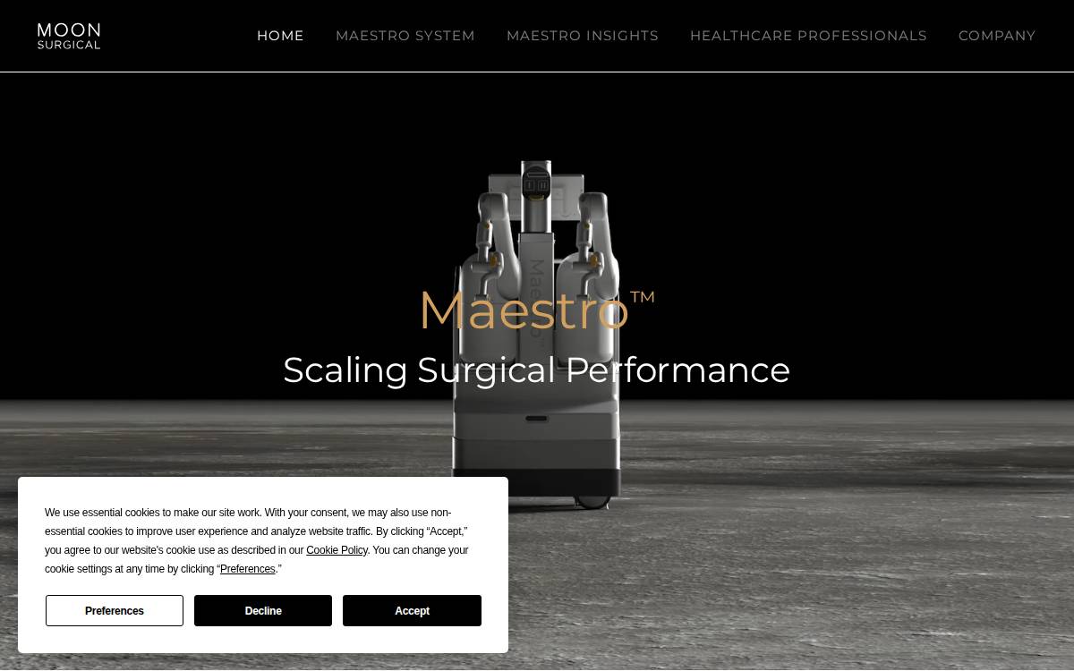 Moon Surgical website preview