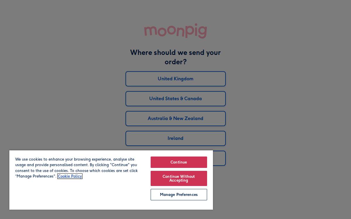Moonpig website preview