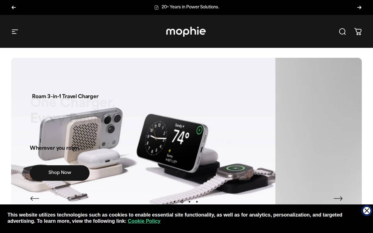 Mophie website preview