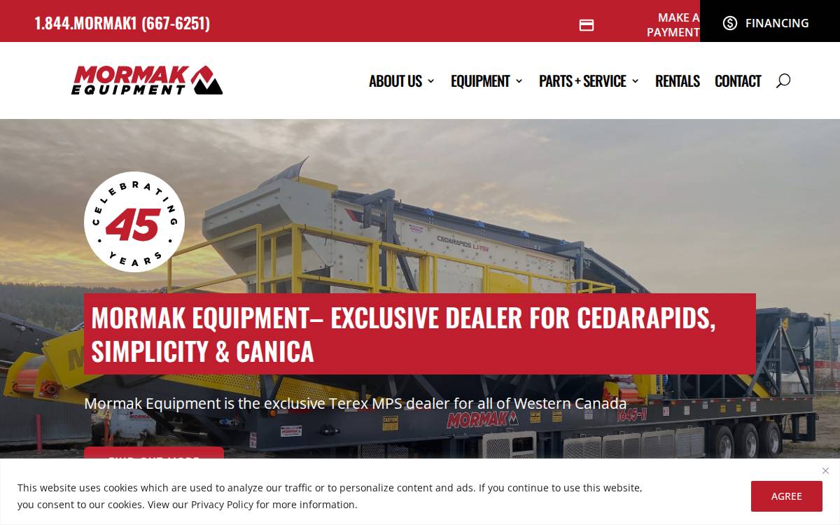Mormak Equipment Inc. website preview