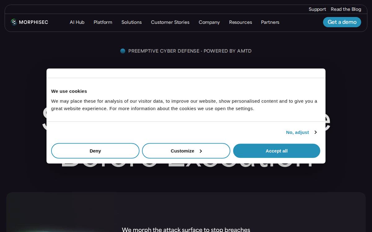 Morphisec website preview