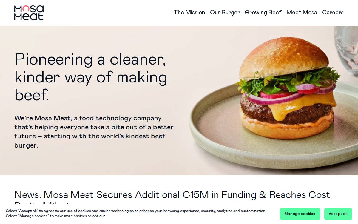 Mosa Meat website preview
