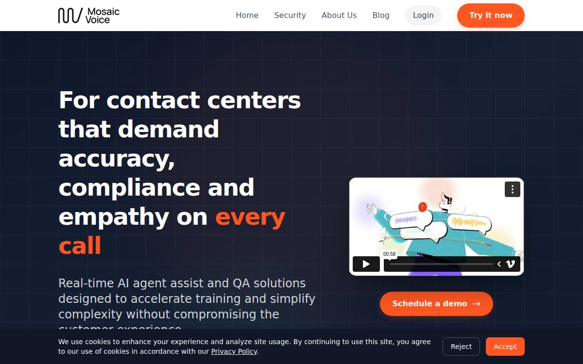 MosaicVoice website preview