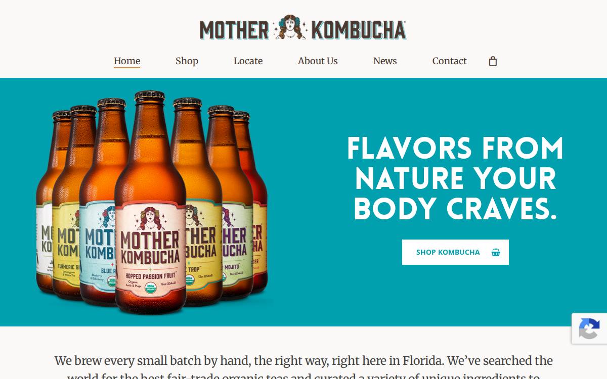 Mother Kombucha website preview