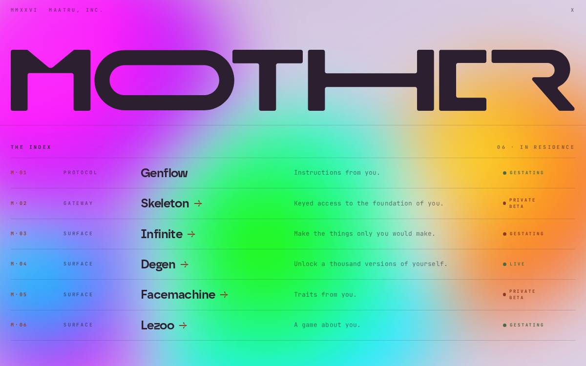 Mother.tech website preview