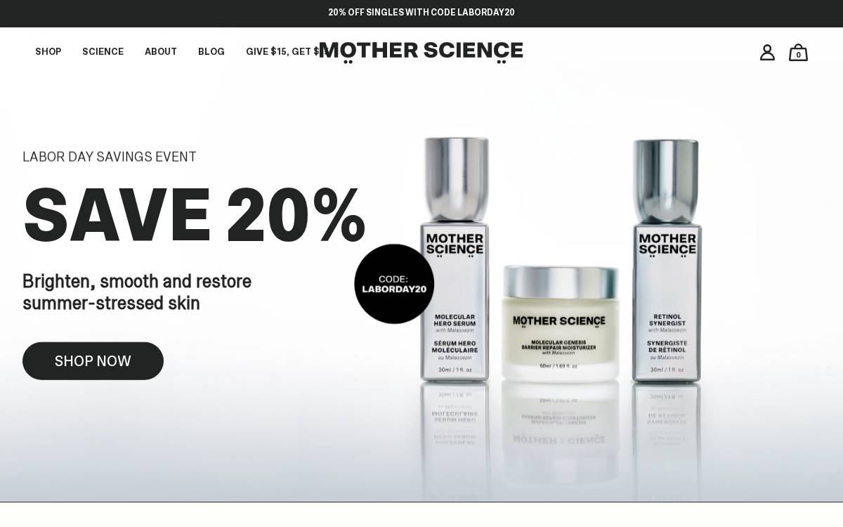 Mother Science website preview