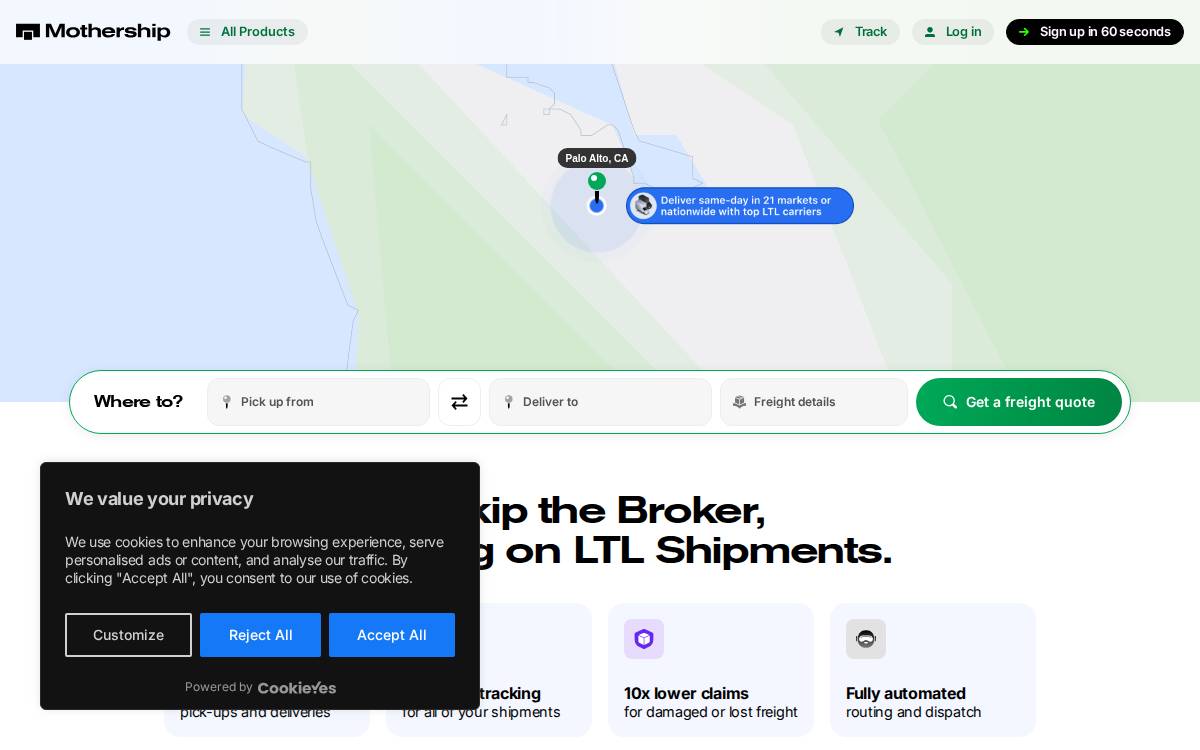 mothership website preview