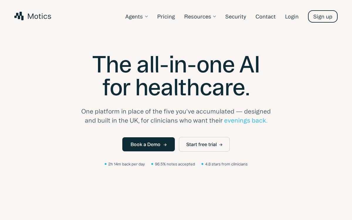 Motics Technologies website preview