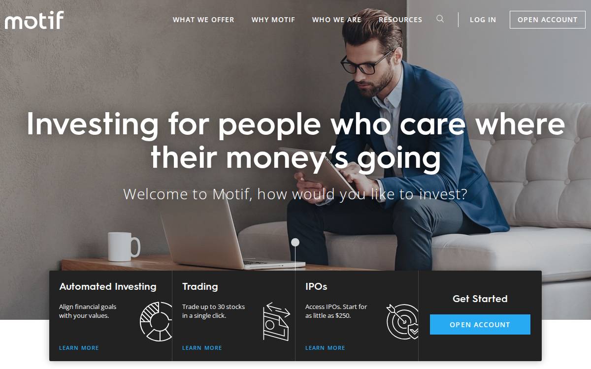 Motif Investing website preview