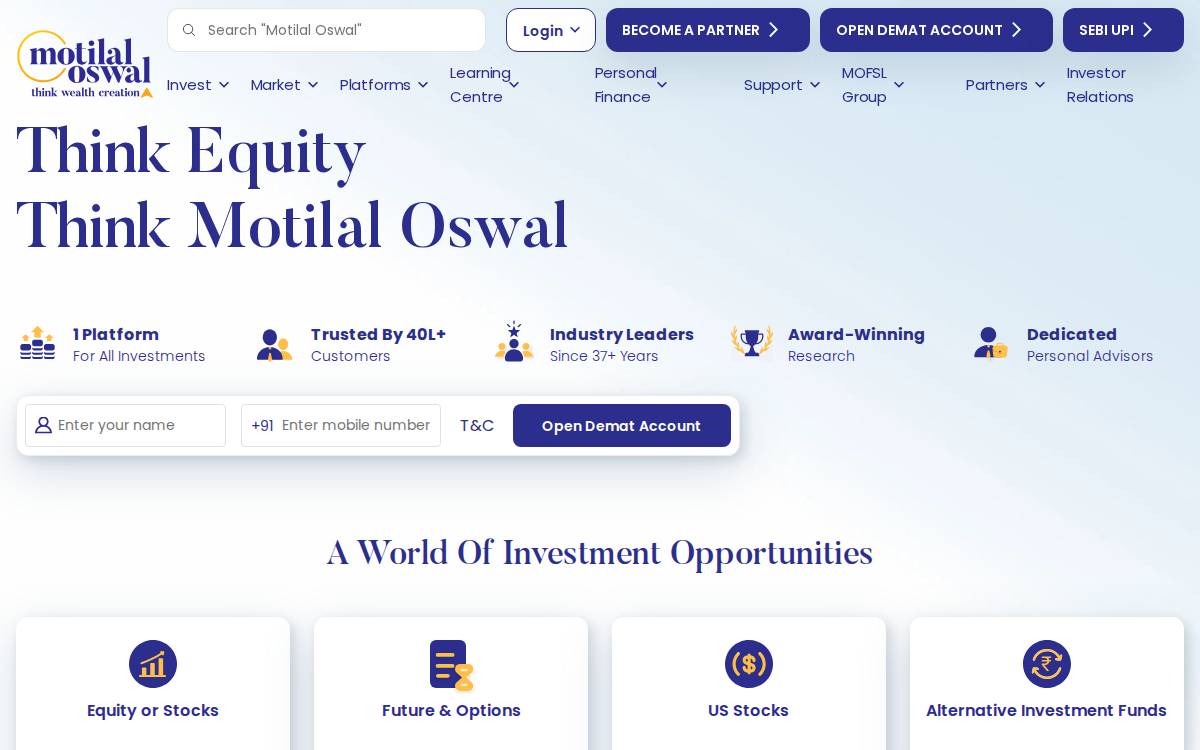 Motilal Oswal website preview