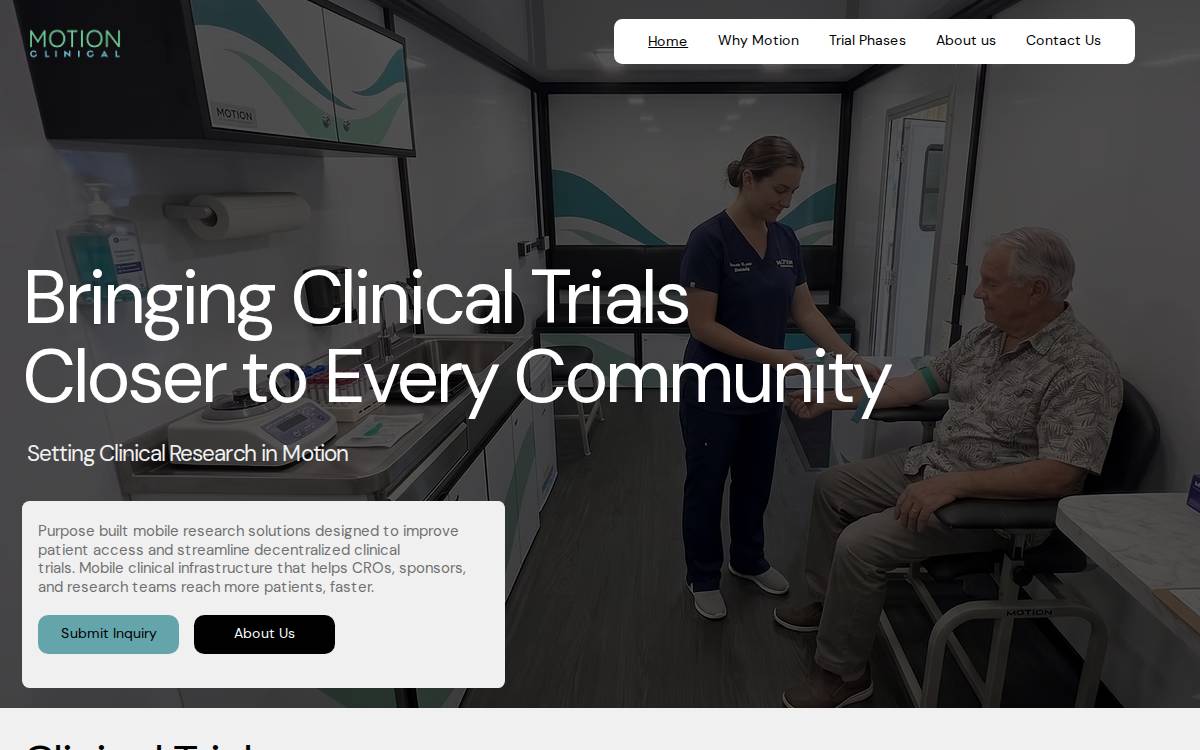 Motion Clinical website preview