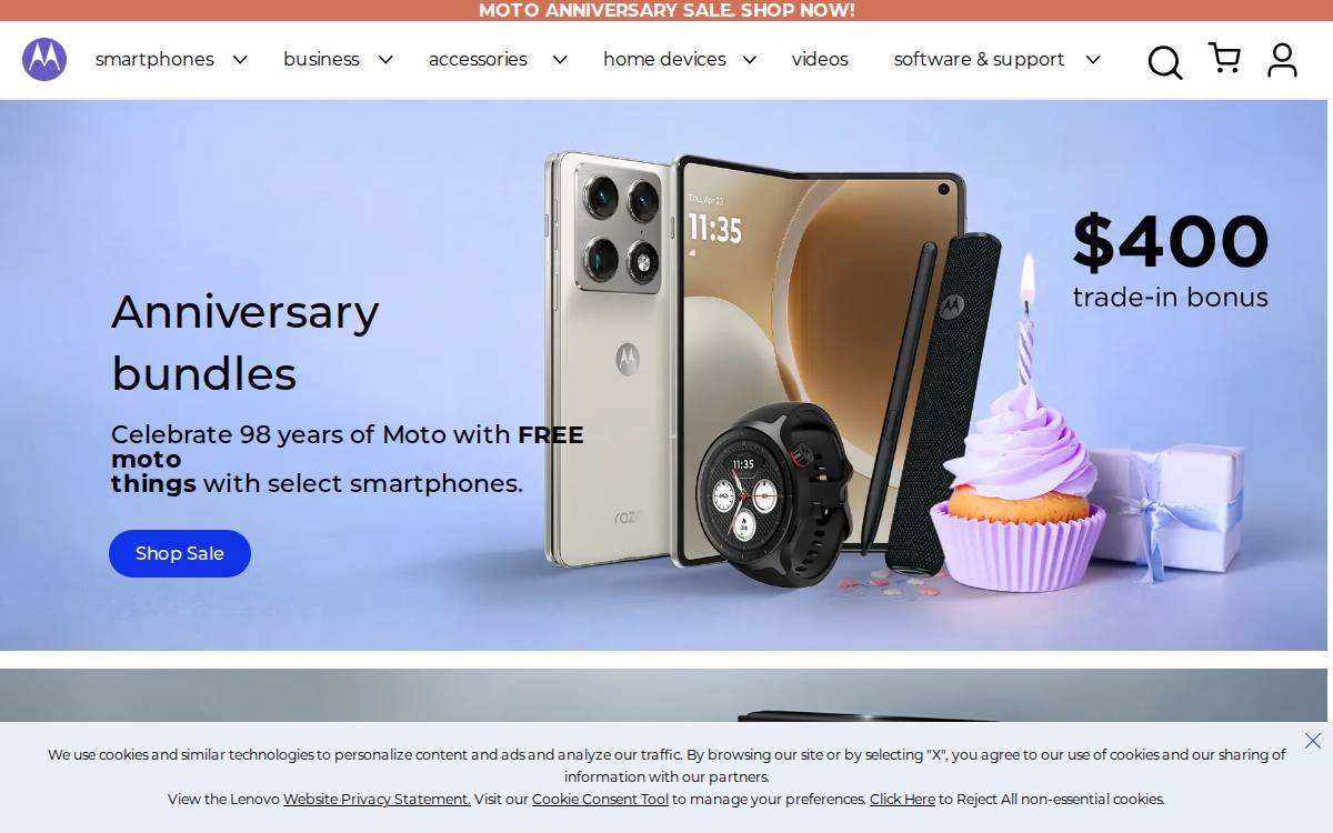 Motorola website preview