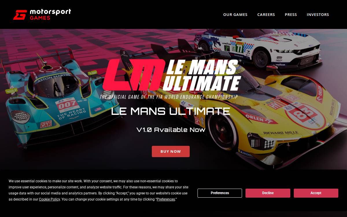 Motorsport Games website preview