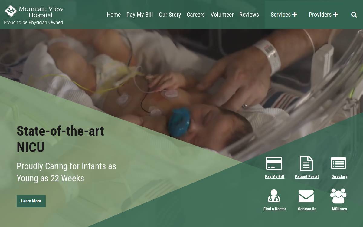 Mountain View Hospital website preview