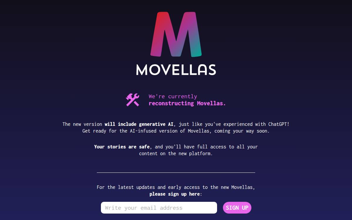 Movellas website preview