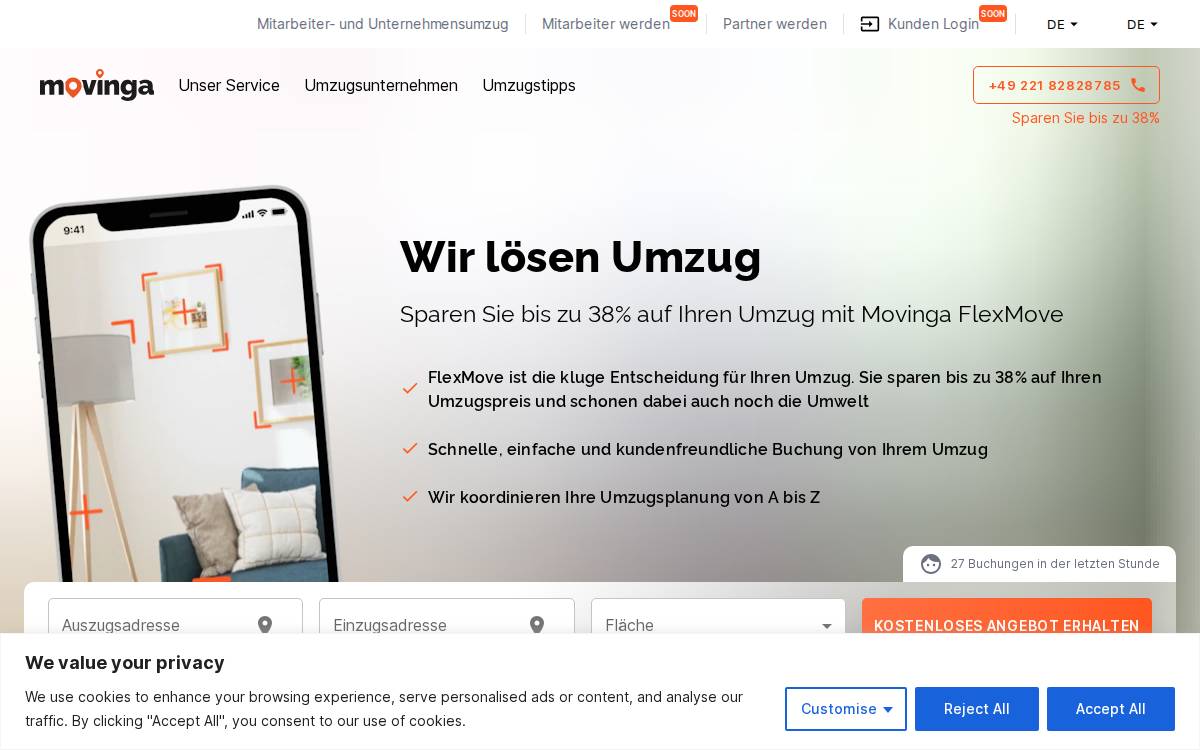 Movinga website preview