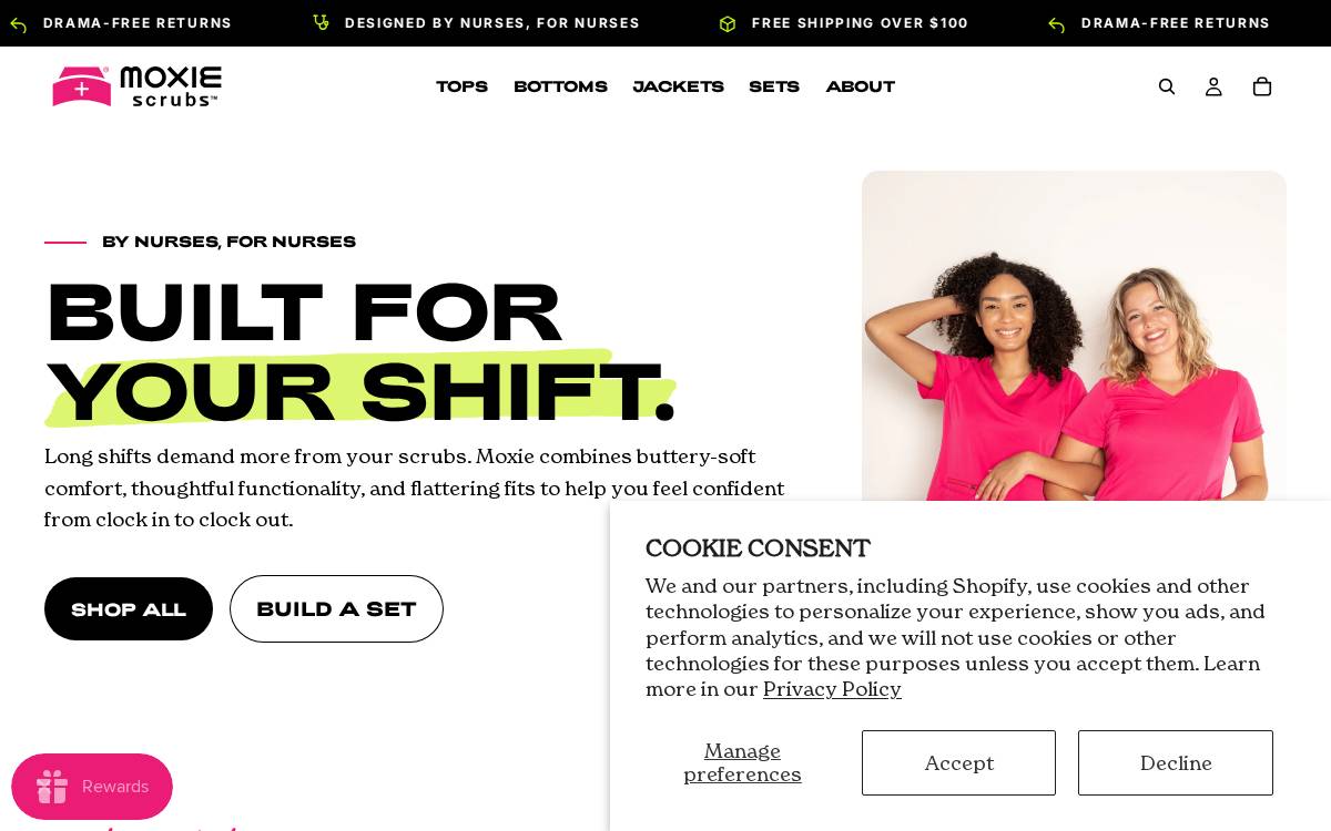Moxie Scrubs website preview