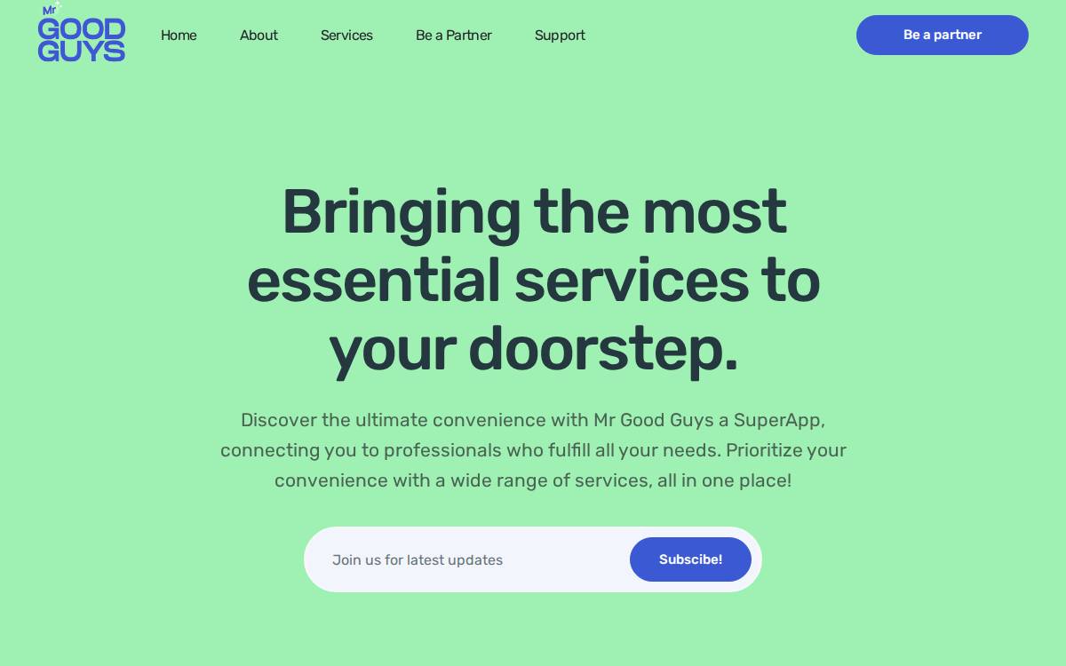 Mr Good Guys Venture Builder website preview